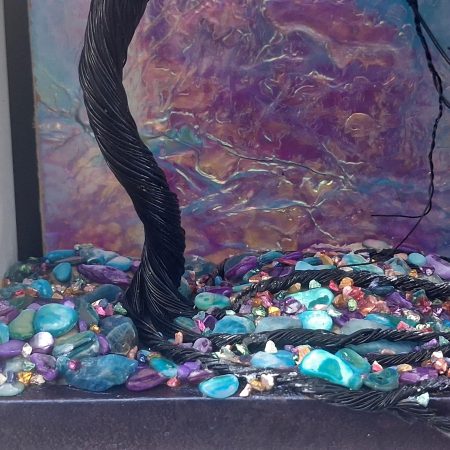 Magical Storm Colour Shifting Suncatcher with silhouette wire tree