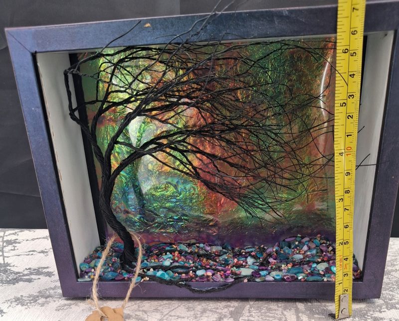 Magical Storm Colour Shifting Suncatcher with silhouette wire tree