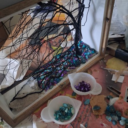 Magical Storm Colour Shifting Suncatcher with silhouette wire tree