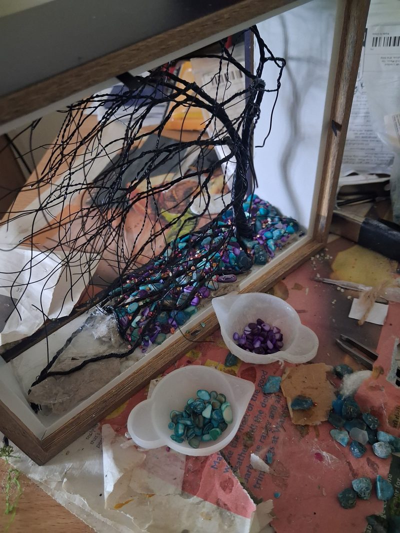 Magical Storm Colour Shifting Suncatcher with silhouette wire tree