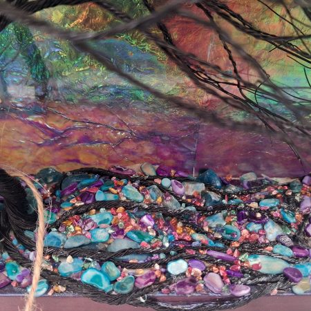 Magical Storm Colour Shifting Suncatcher with silhouette wire tree