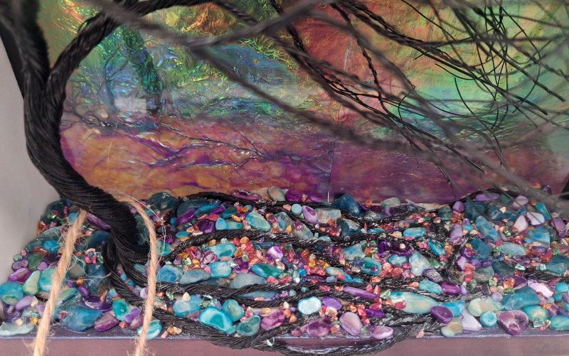 Magical Storm Colour Shifting Suncatcher with silhouette wire tree