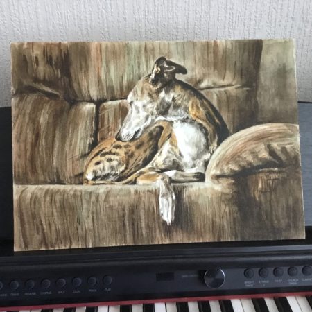 Brindle Greyhound Watercolour Painting 14x10”