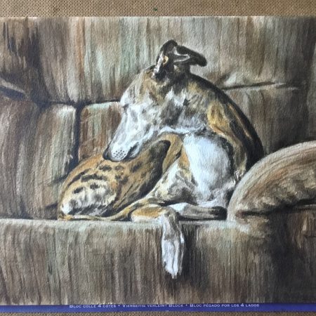Brindle Greyhound Watercolour Painting 14x10”