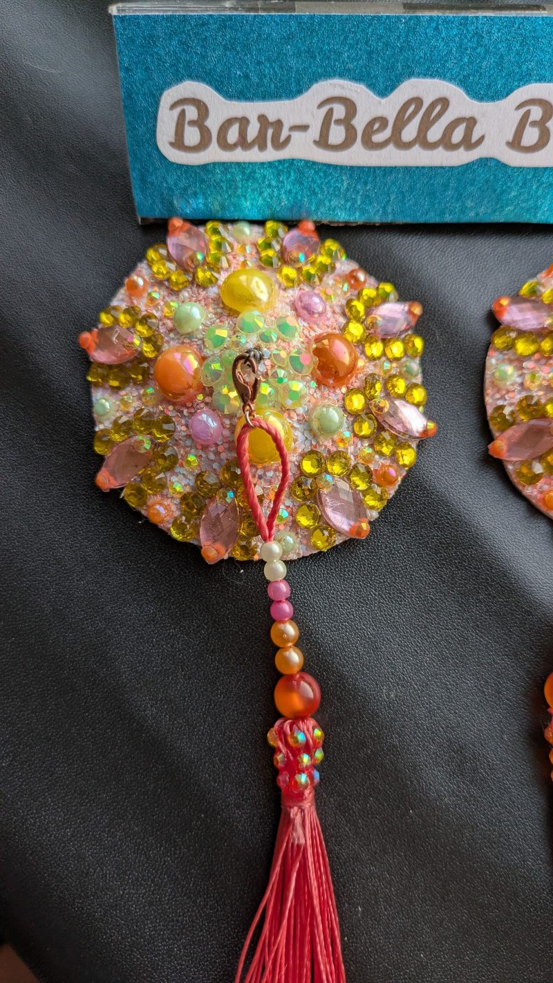 Handmade burlesque nipple tassels pasties tutti frutti colour designer