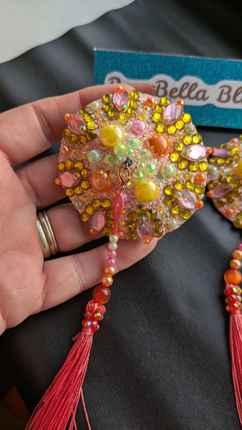Handmade burlesque nipple tassels pasties tutti frutti colour designer