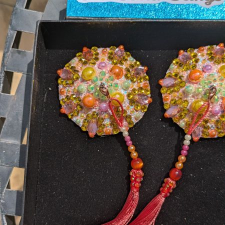 Handmade burlesque nipple tassels pasties tutti frutti colour designer