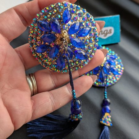 Handmade burlesque nipple tassels and pasties blue and AB colours