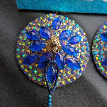 Handmade burlesque nipple tassels and pasties blue and AB colours