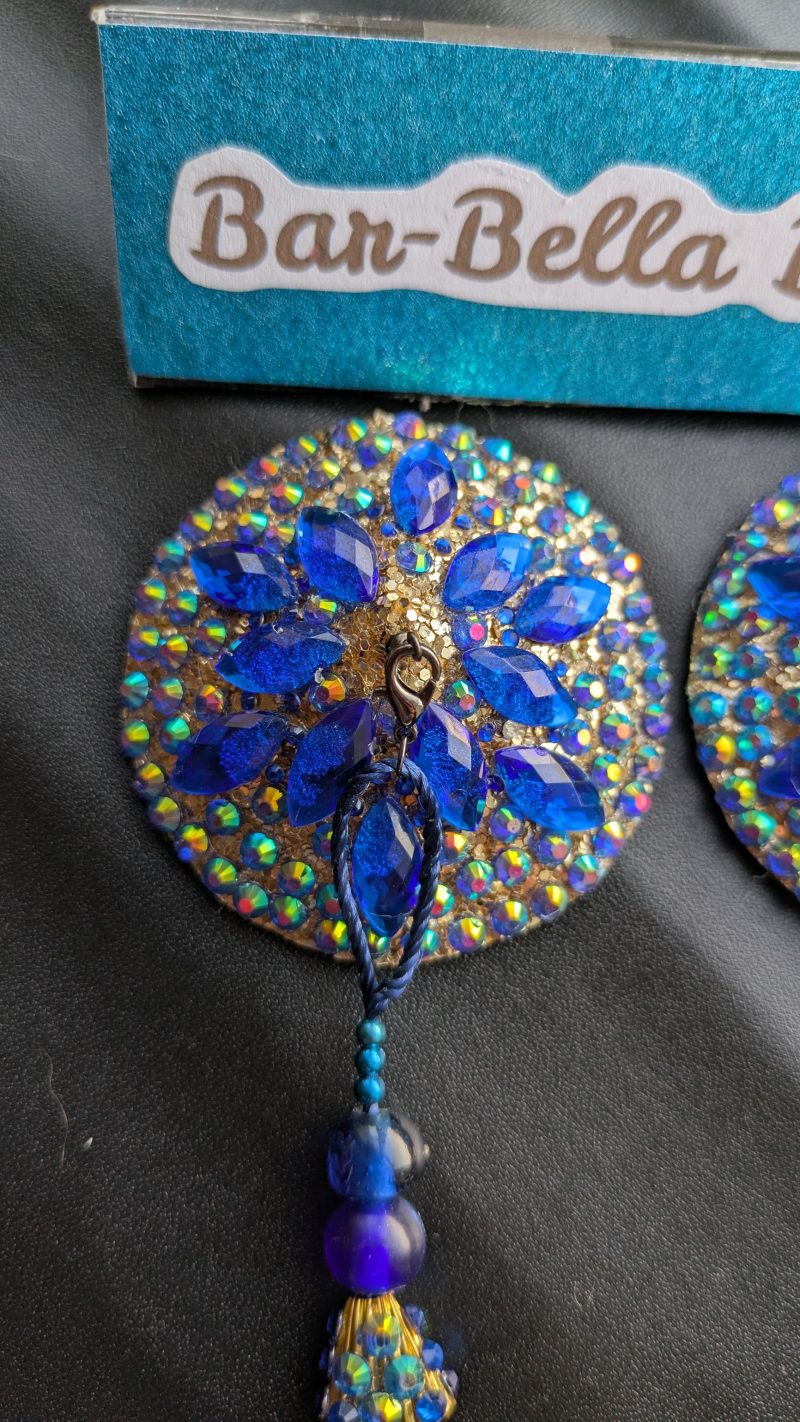 Handmade burlesque nipple tassels and pasties blue and AB colours