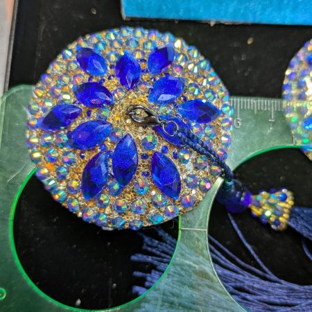 Handmade burlesque nipple tassels and pasties blue and AB colours