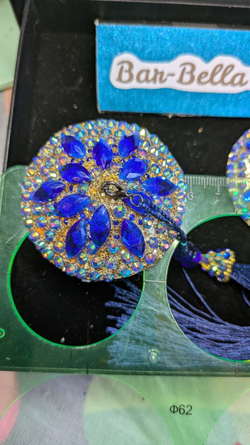 Handmade burlesque nipple tassels and pasties blue and AB colours