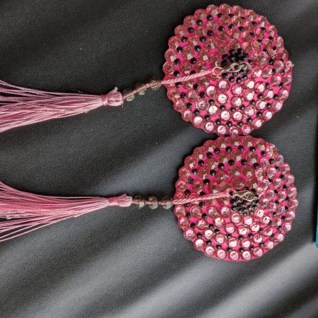 Handmade burlesque nipple tassels and pasties pink circles