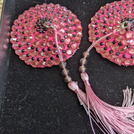 Handmade burlesque nipple tassels and pasties pink circles