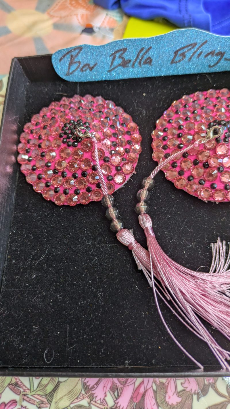 Handmade burlesque nipple tassels and pasties pink circles