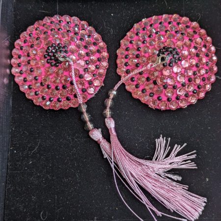 Handmade burlesque nipple tassels and pasties pink circles