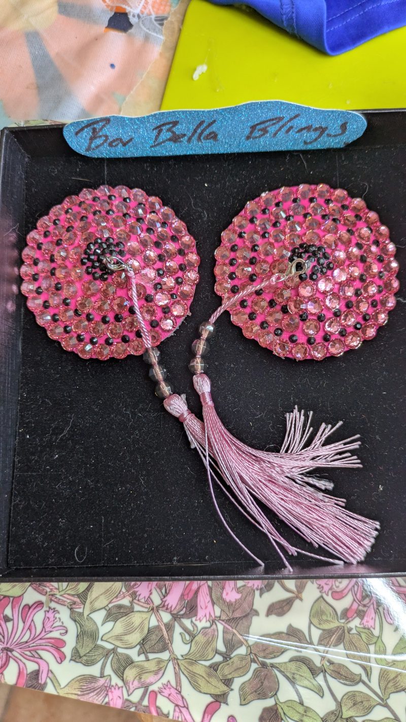 Handmade burlesque nipple tassels and pasties pink circles
