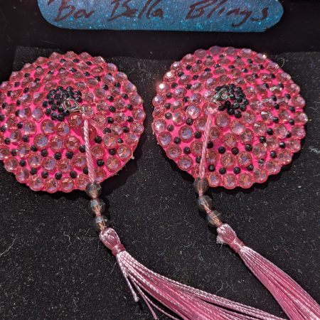 Handmade burlesque nipple tassels and pasties pink circles