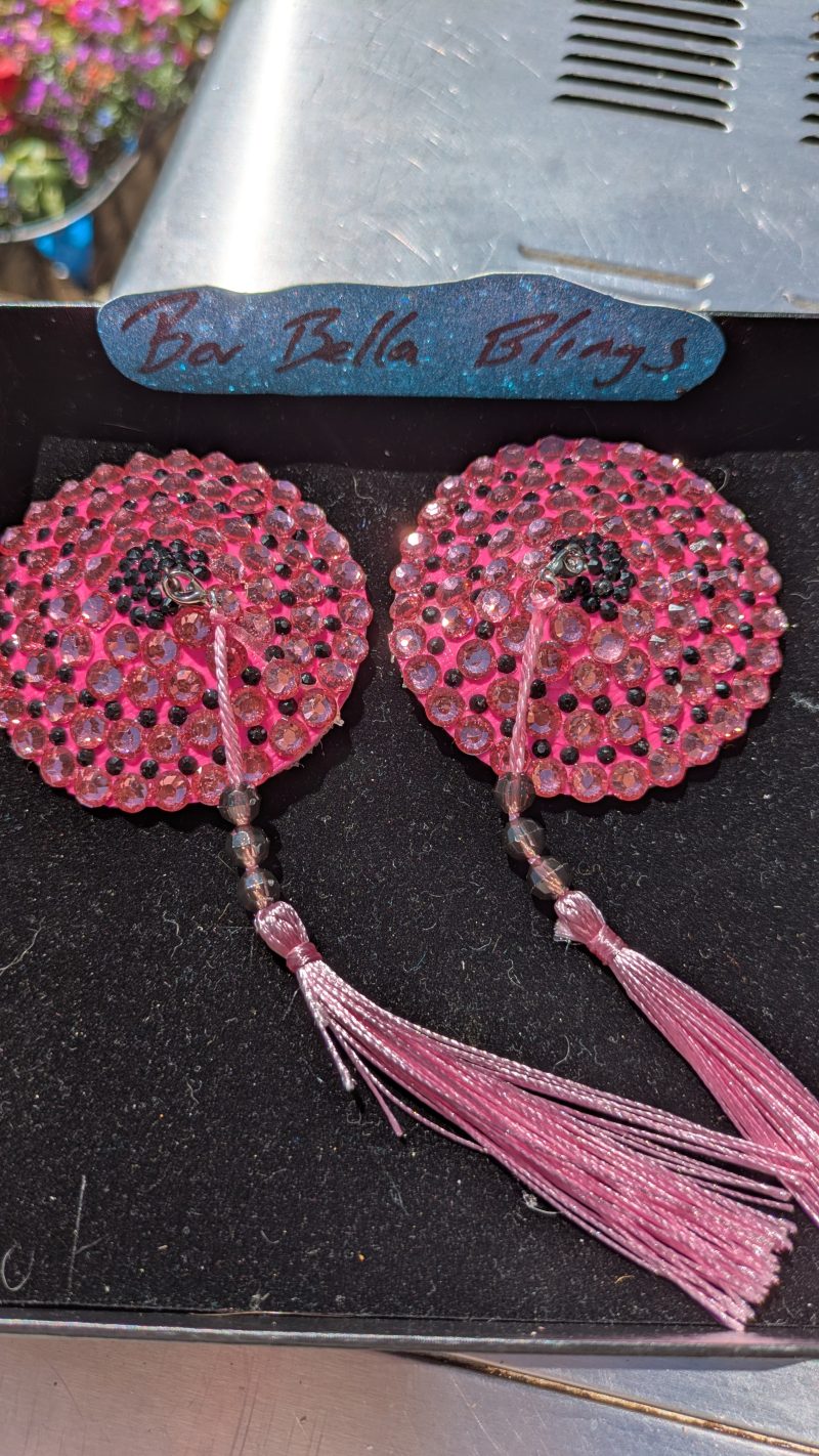 Handmade burlesque nipple tassels and pasties pink circles