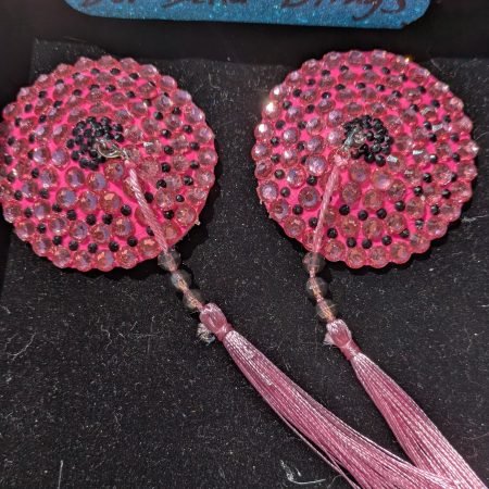 Handmade burlesque nipple tassels and pasties pink circles