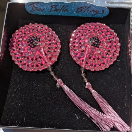 Handmade burlesque nipple tassels and pasties pink circles
