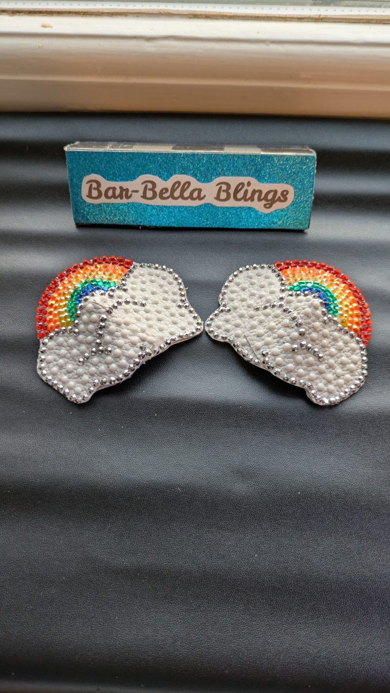 Handmade burlesque nipple tassels and pasties rainbow and cloud