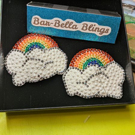 Handmade burlesque nipple tassels and pasties rainbow and cloud