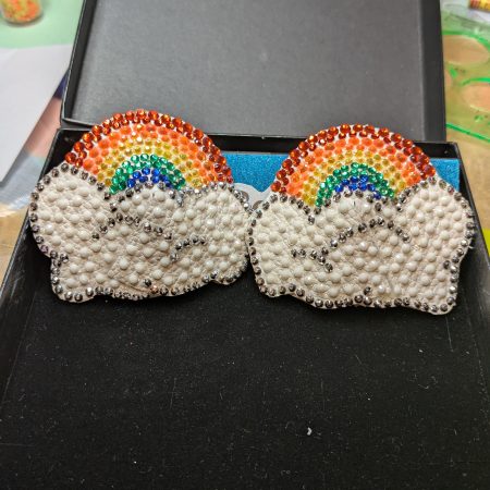 Handmade burlesque nipple tassels and pasties rainbow and cloud