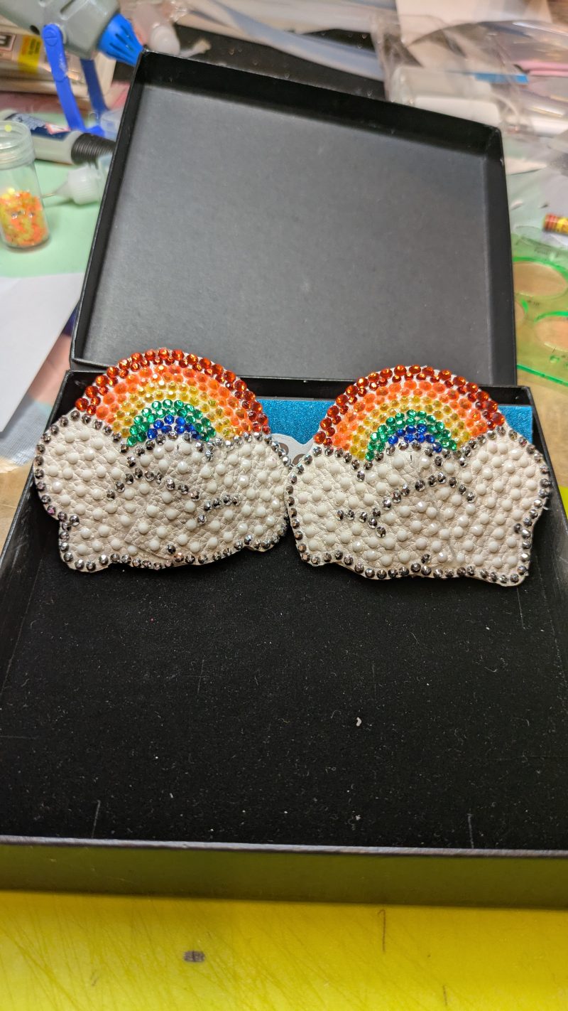 Handmade burlesque nipple tassels and pasties rainbow and cloud