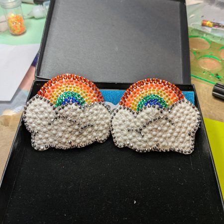 Handmade burlesque nipple tassels and pasties rainbow and cloud