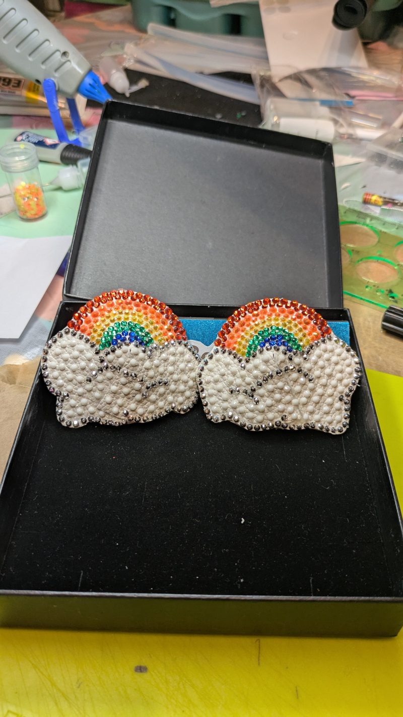 Handmade burlesque nipple tassels and pasties rainbow and cloud