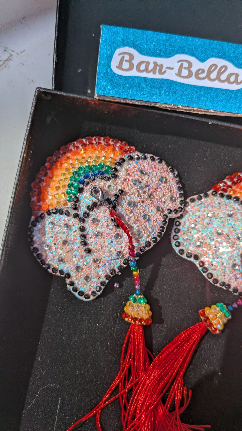 Handmade burlesque nipple tassels and pasties rainbow and cloud pink blush glitter