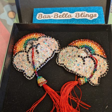 Handmade burlesque nipple tassels and pasties rainbow and cloud pink blush glitter