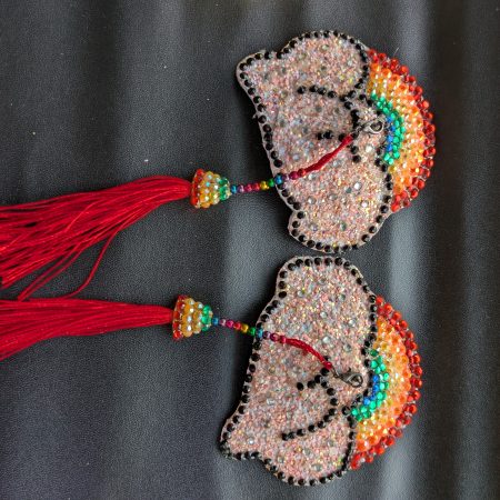 Handmade burlesque nipple tassels and pasties rainbow and cloud pink blush glitter