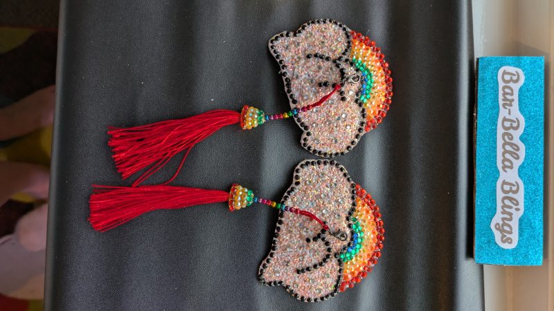 Handmade burlesque nipple tassels and pasties rainbow and cloud pink blush glitter