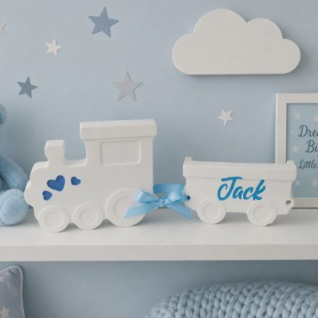 Handmade Personalised Train Decoation, New Baby Gift, Nursery Decor 🚂