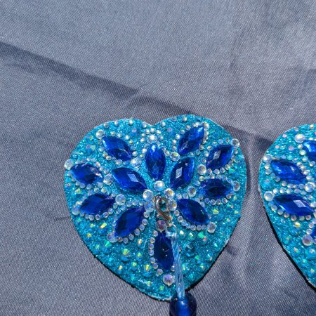 Handmade burlesque nipple tassels and pasties blue heart