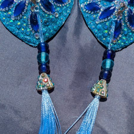 Handmade burlesque nipple tassels and pasties blue heart