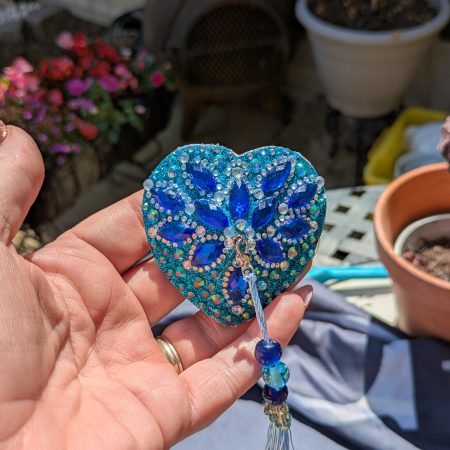 Handmade burlesque nipple tassels and pasties blue heart
