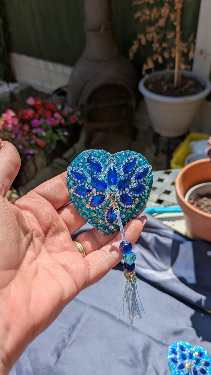 Handmade burlesque nipple tassels and pasties blue heart