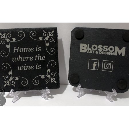 Mixed Set of 4 Slate Coasters with a Custom Home is Where the Wine/Gin Is Design