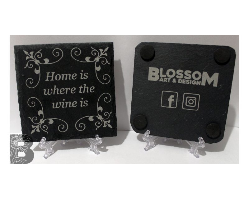 Mixed Set of 4 Slate Coasters with a Custom Home is Where the Wine/Gin Is Design