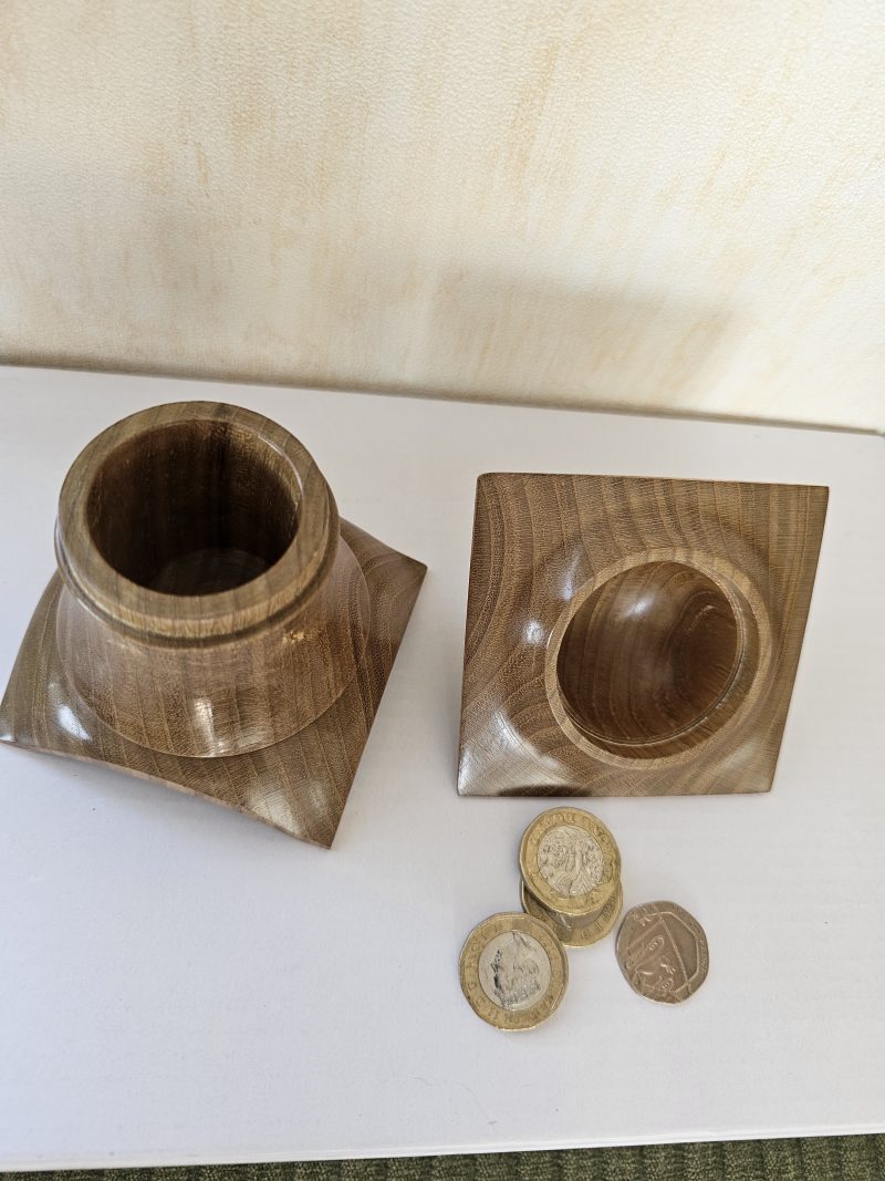 hand turned lidded trinket box made from sweet chestnut