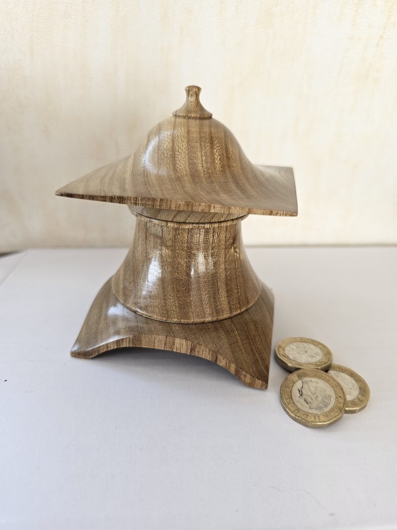 hand turned lidded trinket box made from sweet chestnut