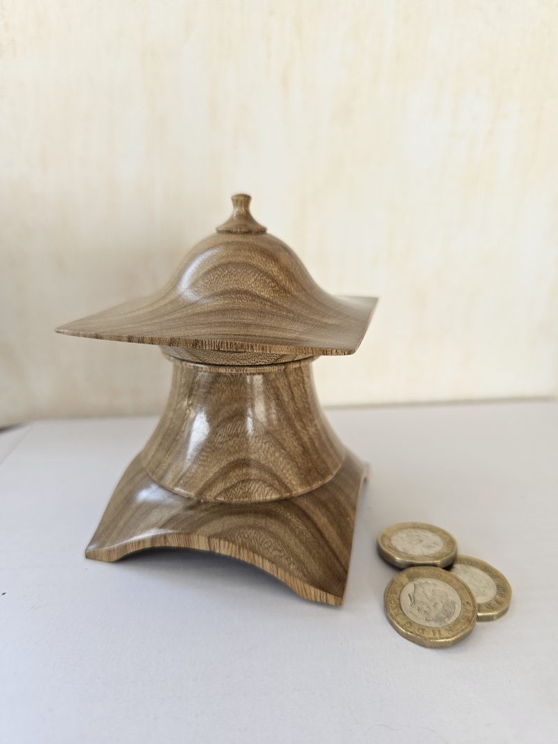 hand turned lidded trinket box made from sweet chestnut