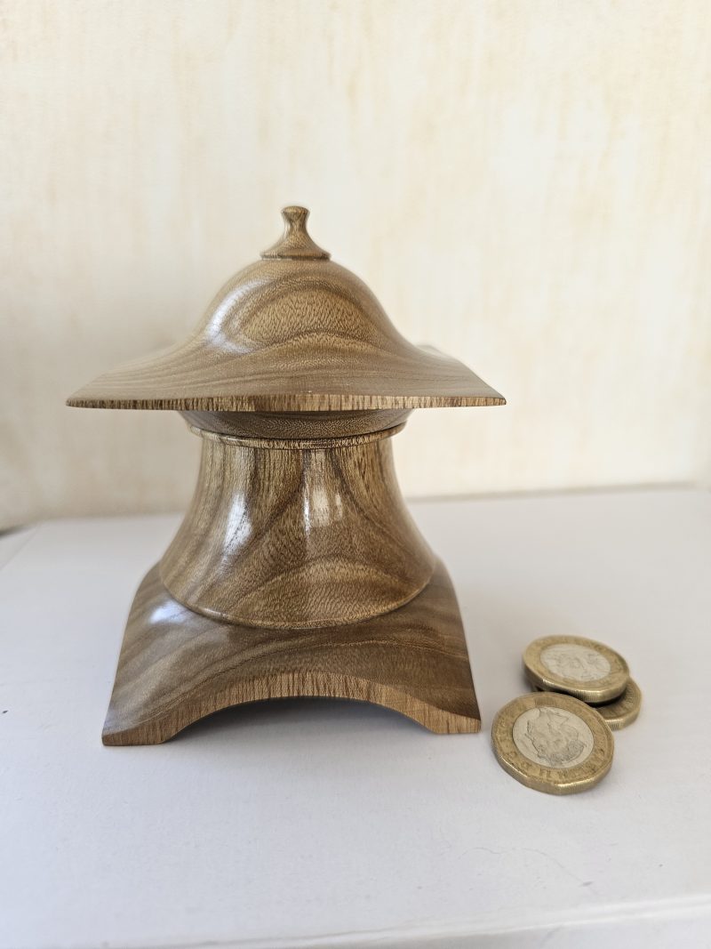 hand turned lidded trinket box made from sweet chestnut