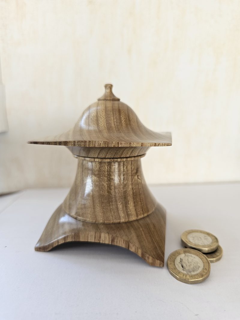 hand turned lidded trinket box made from sweet chestnut