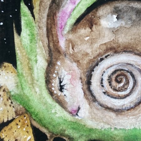 Original Mother Earth Woodland Hare Rabbit in Moonlight Watercolour Wall Art