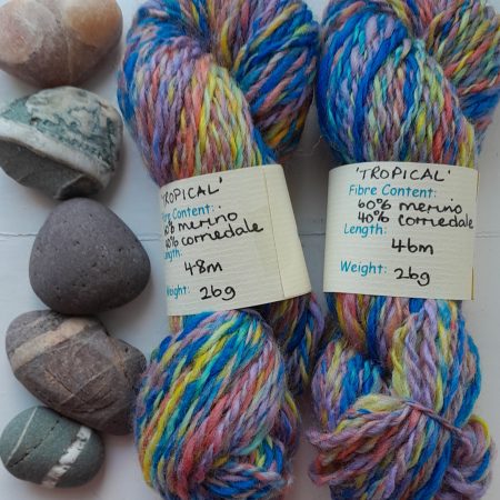 Hand Spun Yarn of merino and corriedale fibres.