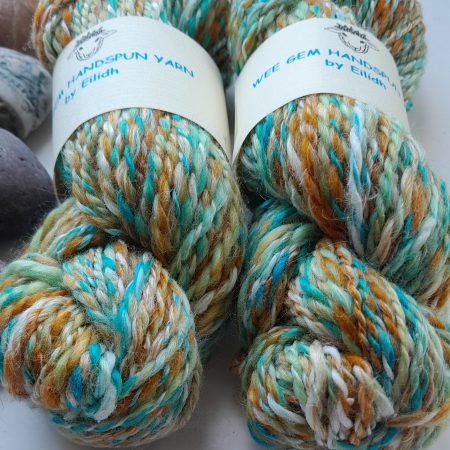 Hand Spun Yarn with mulberry silk, pineapple fibre, merino wool fibres